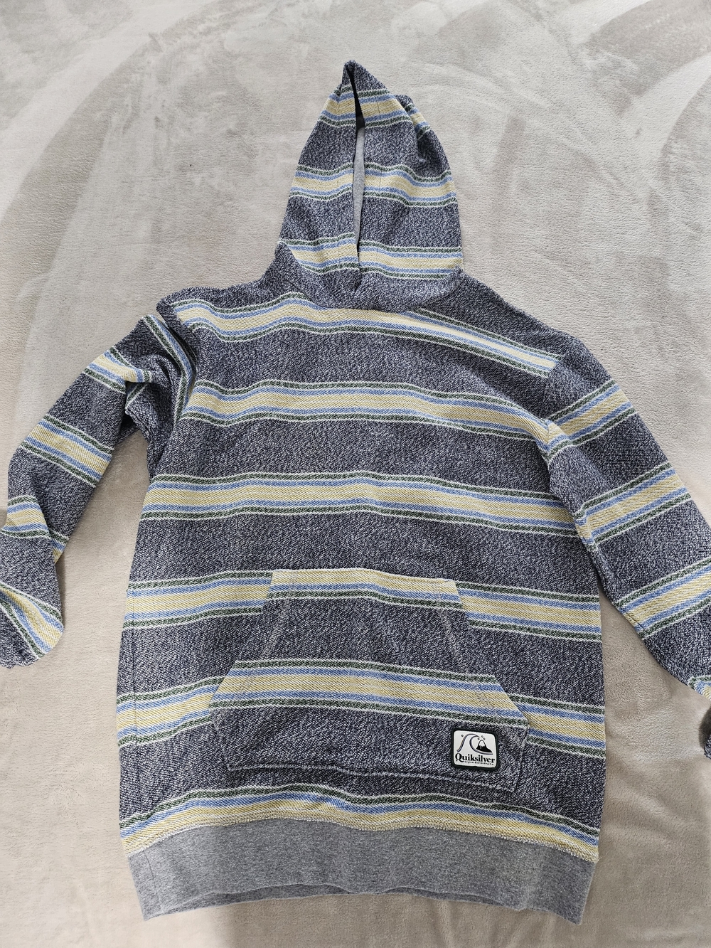Quiksilver Striped Hooded Pullover - Blue, Yellow, Gray